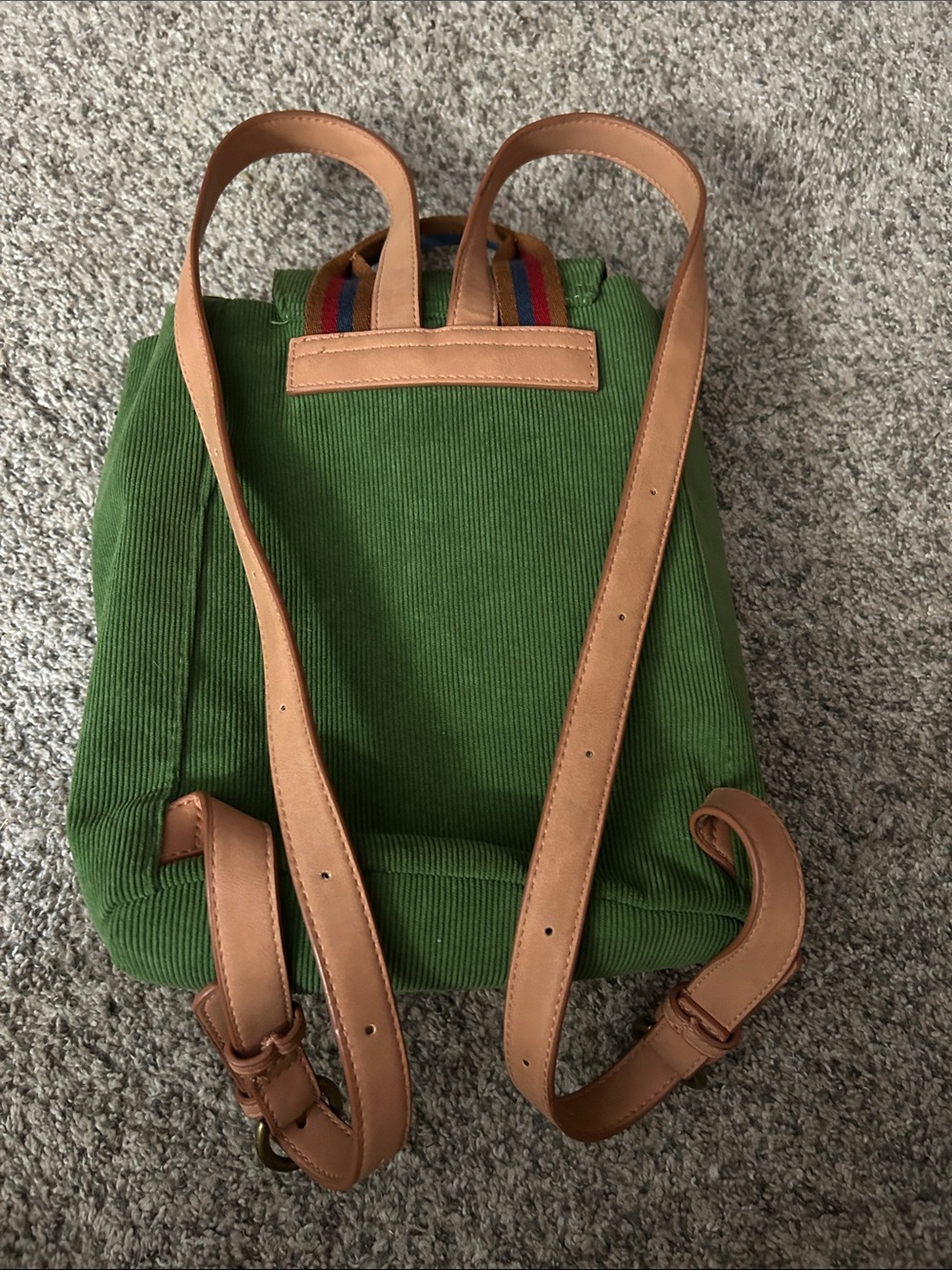 Universal Threads Green Corduroy Backpack with Tan Straps - Picture 2 of 7